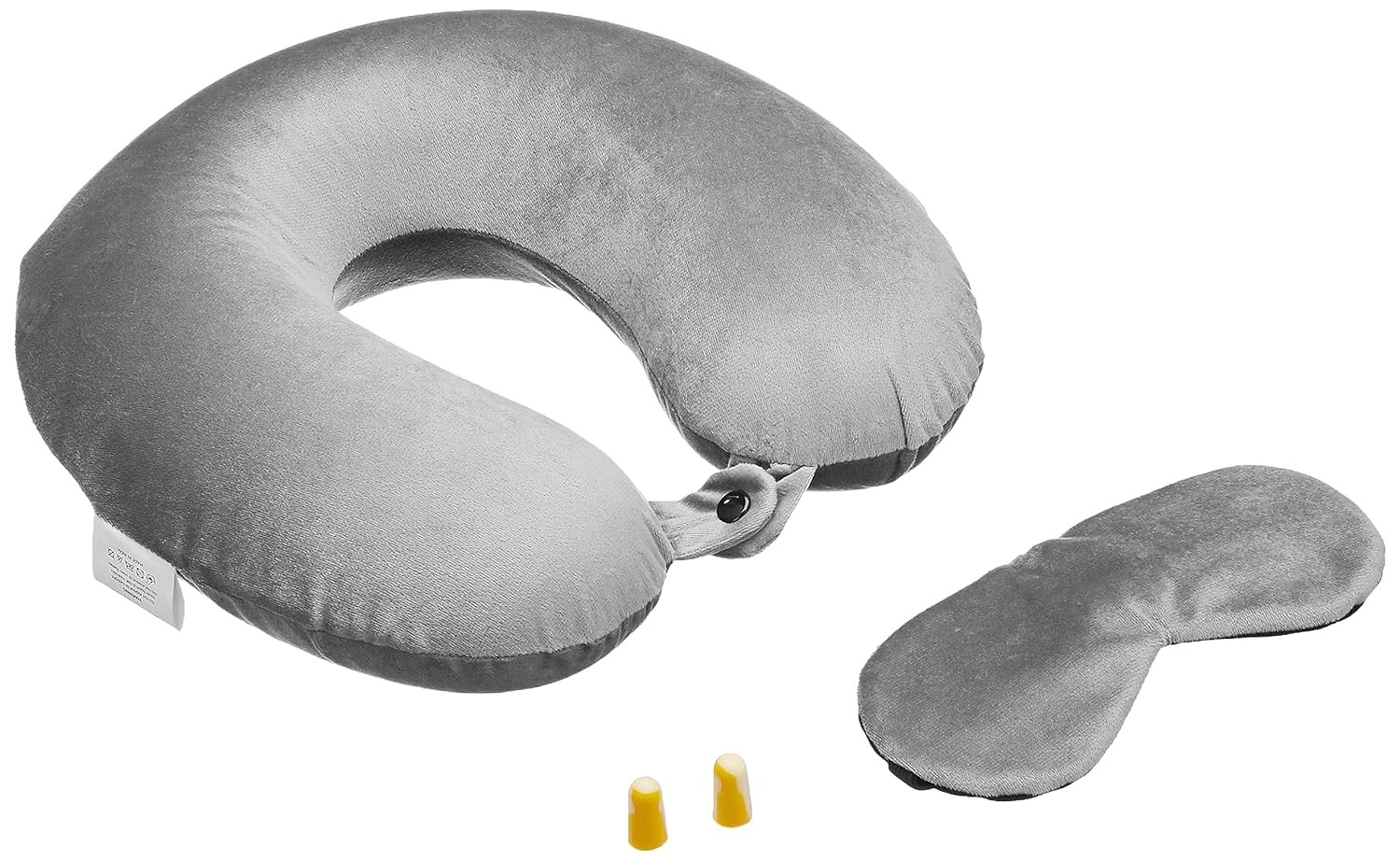 Memory Foam Travel Neck Pillow with Eye Mask and Ear Plugs Combo